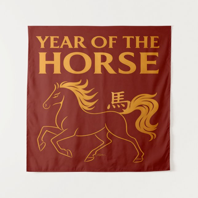 Zodiac Chinese New Year 2026 Horse Tapestry (Front)