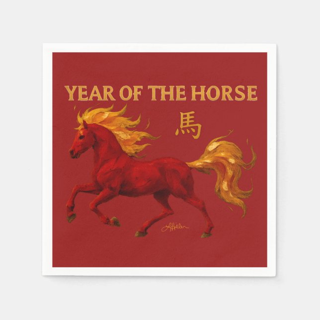 Zodiac Chinese New Year 2026 Yang Fire Horse Napkin (Front)