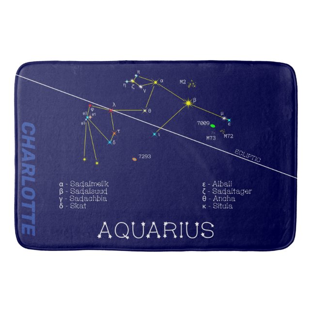 Zodiac Constellation Aquarius Bath Mat (Front)