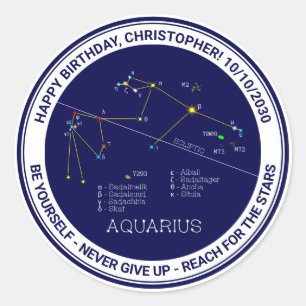 Zodiac Constellation Aquarius Classic Round Sticker