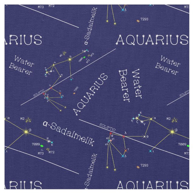 Zodiac Constellation Aquarius Fabric (Close Up)