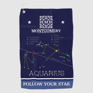 Zodiac Constellation Aquarius Golf Towel