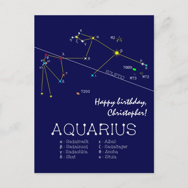 Zodiac Constellation Aquarius Postcard (Front)