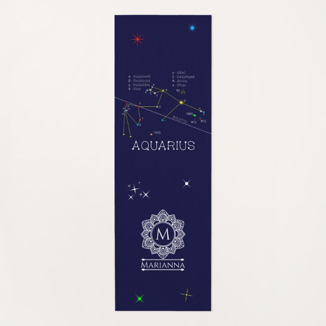 Zodiac Constellation Aquarius Yoga Mat (Front)