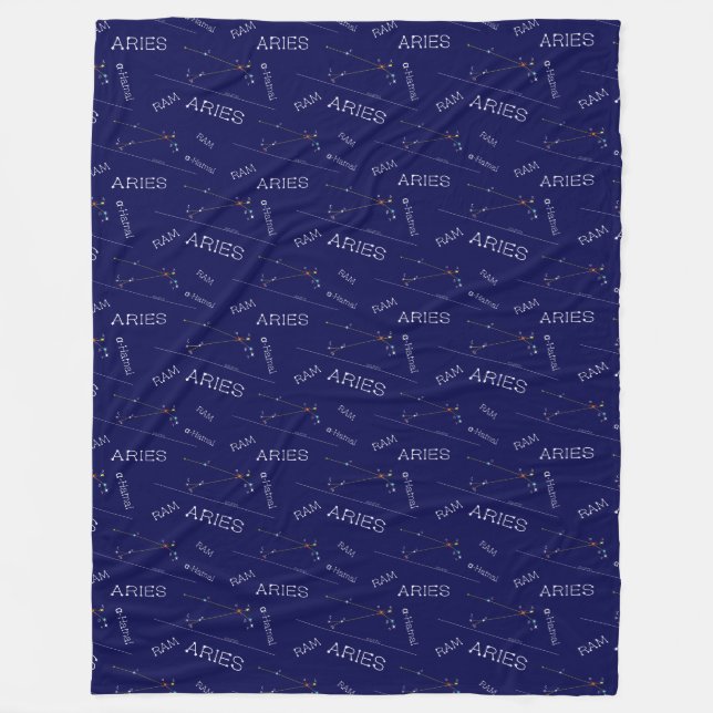 Zodiac Constellation Aries Fleece Blanket (Front)