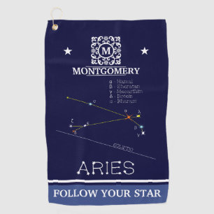 Zodiac Constellation Aries Golf Towel