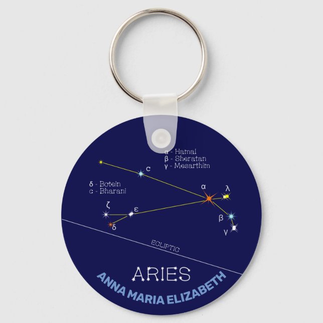 Zodiac Constellation Aries Key Ring (Front)