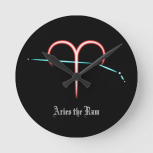 Zodiac Constellation Aries Round Clock