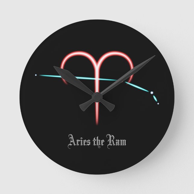 Zodiac Constellation Aries Round Clock (Front)