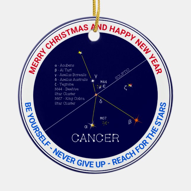 Zodiac Constellation Cancer Ceramic Tree Decoration (Front)
