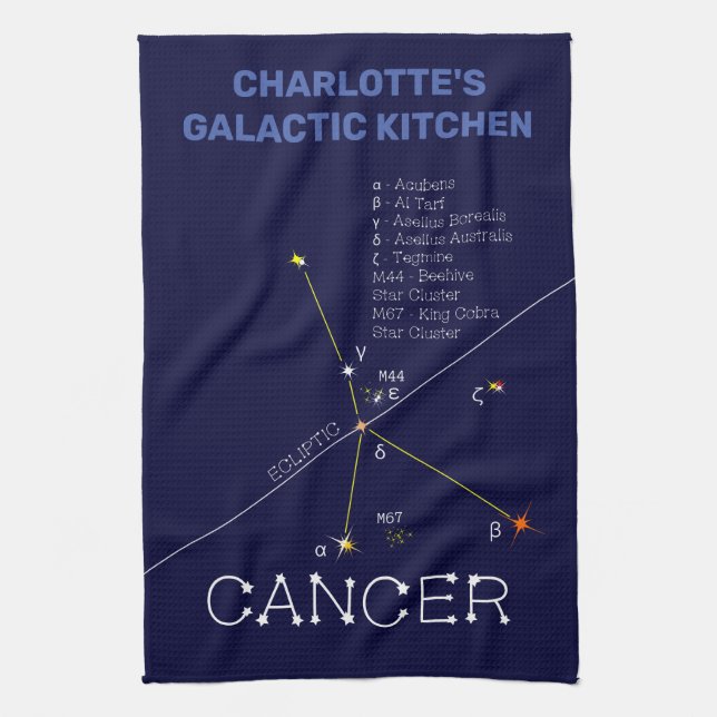 Zodiac Constellation Cancer Tea Towel (Vertical)