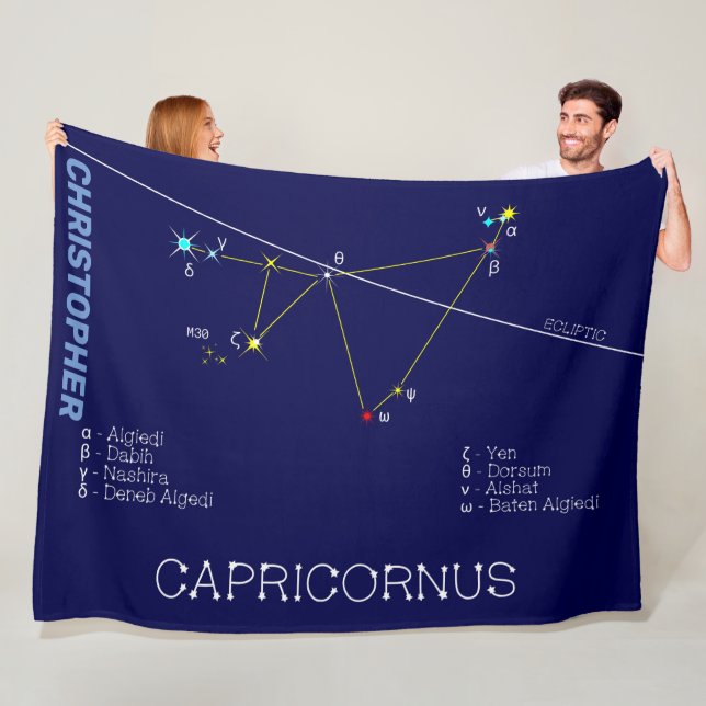Zodiac Constellation Capricornus Fleece Blanket (In Situ)