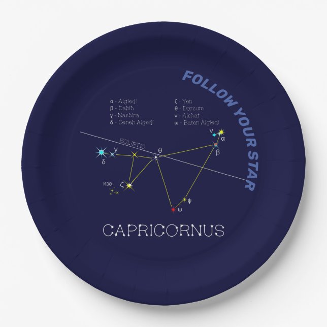 Zodiac Constellation Capricornus Paper Plate (Front)