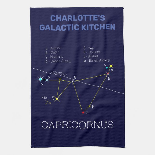 Zodiac Constellation Capricornus Tea Towel (Vertical)
