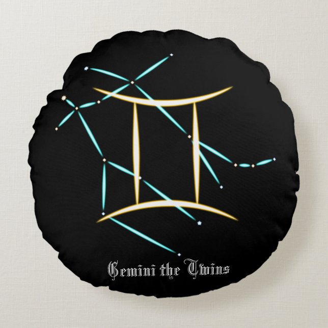 Zodiac Constellation Gemini Round Pillow (Front)