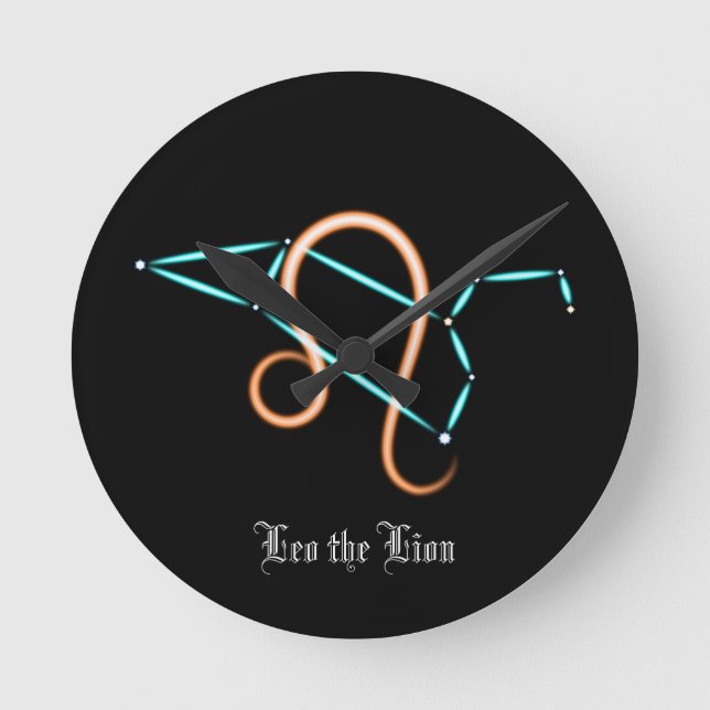 Zodiac Constellation Leo Round Clock (Front)