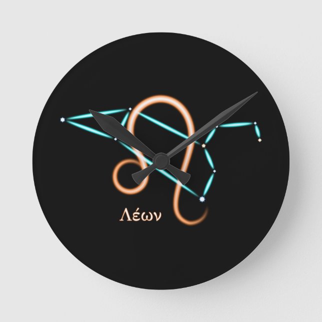 Zodiac Constellation Leo Round Clock (Front)
