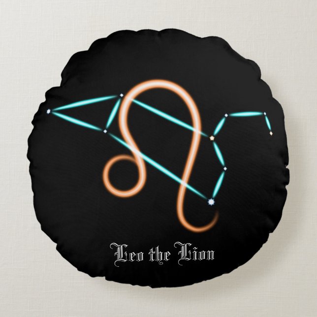 Zodiac Constellation Leo Round Pillow (Front)