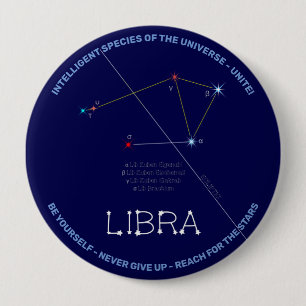 Zodiac Constellation Libra 10 Cm Round Badge