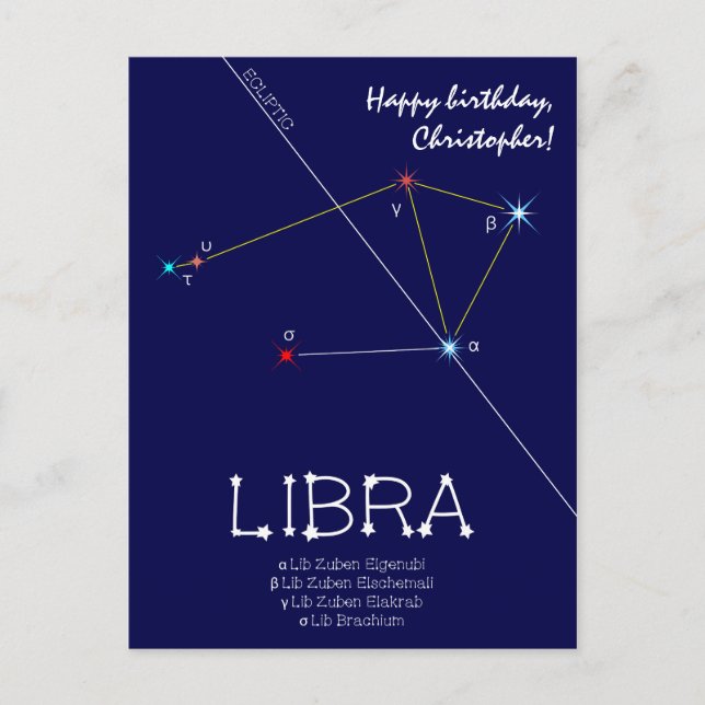 Zodiac Constellation Libra Postcard (Front)