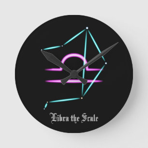 Zodiac Constellation Libra Round Clock