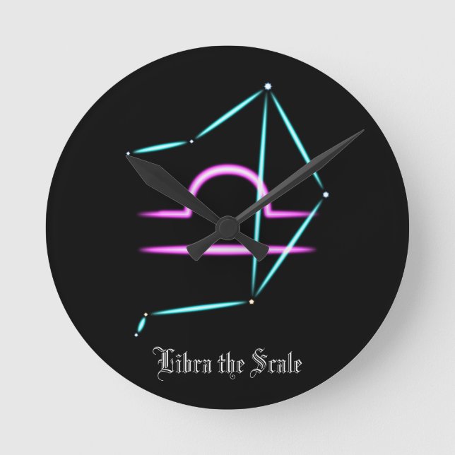 Zodiac Constellation Libra Round Clock (Front)