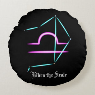 Zodiac Constellation Libra Round Pillow