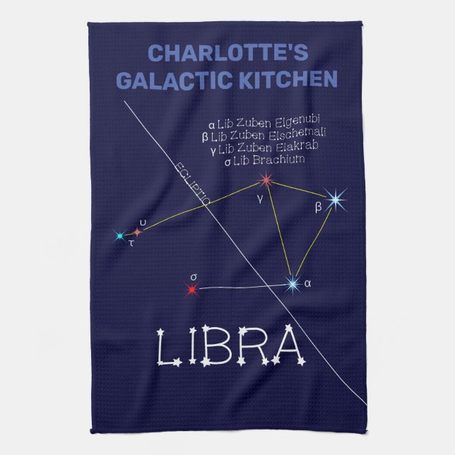 Zodiac Constellation Libra Tea Towel (Vertical)