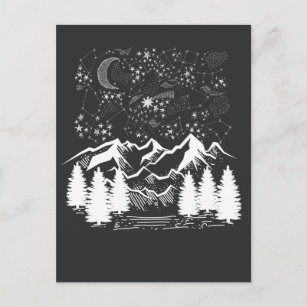 Zodiac Constellation Night Stars Mountains Postcard