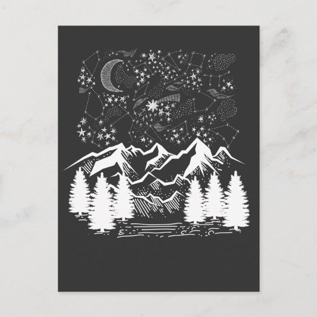 Zodiac Constellation Night Stars Mountains Postcard (Front)