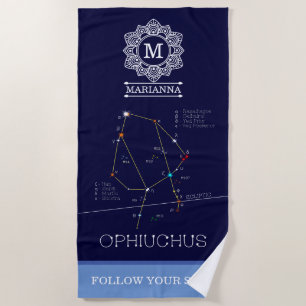 Zodiac Constellation Ophiuchus Beach Towel