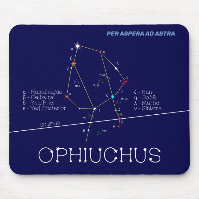 Zodiac Constellation Ophiuchus Mouse Mat (Front)