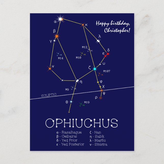 Zodiac Constellation Ophiuchus Postcard (Front)