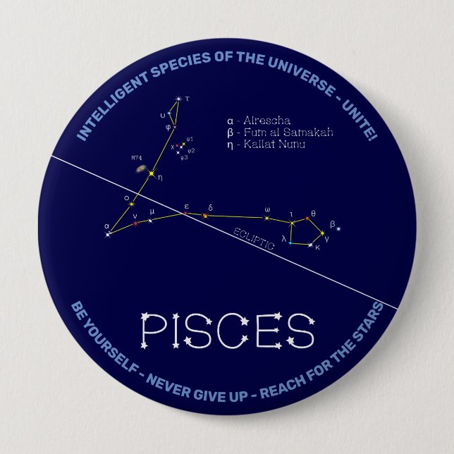 Zodiac Constellation Pisces 10 Cm Round Badge (Front)