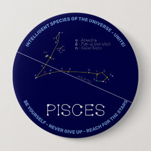 Zodiac Constellation Pisces 10 Cm Round Badge