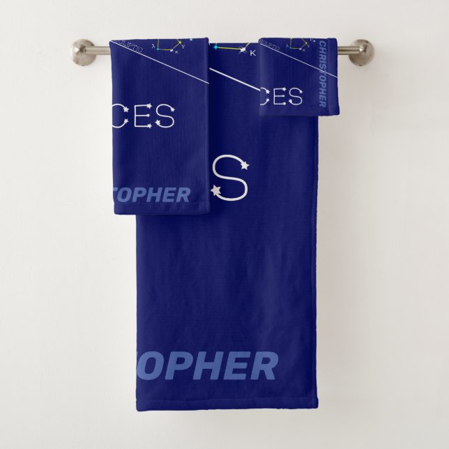 Zodiac Constellation Pisces Bath Towel Set (Insitu)