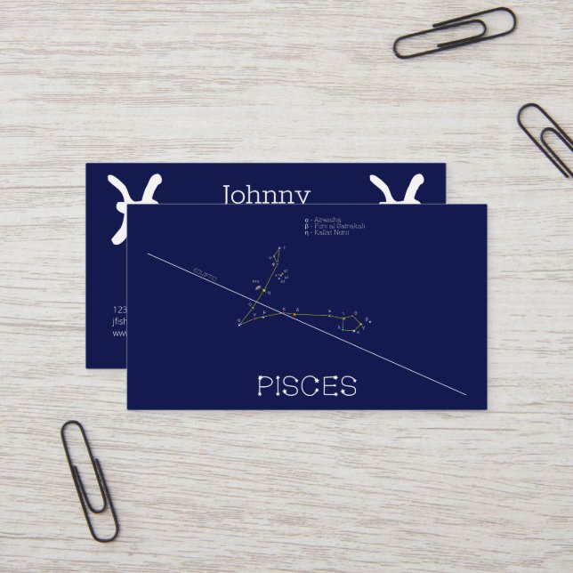 Zodiac Constellation Pisces Business Card (Front/Back In Situ)