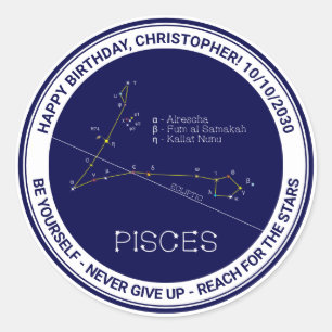 Zodiac Constellation Pisces Classic Round Sticker