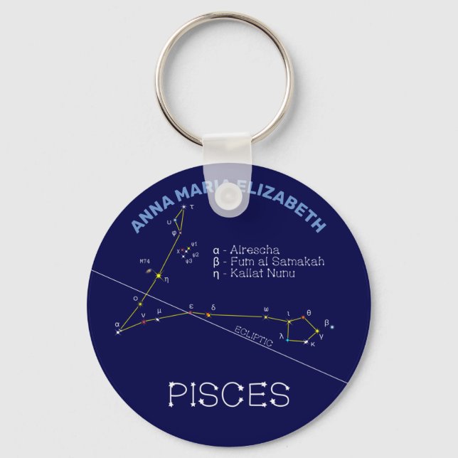 Zodiac Constellation Pisces Key Ring (Front)