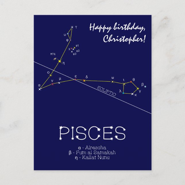 Zodiac Constellation Pisces Postcard (Front)