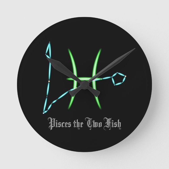 Zodiac Constellation Pisces Round Clock (Front)