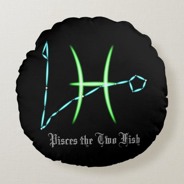 Zodiac Constellation Pisces Round Pillow (Front)