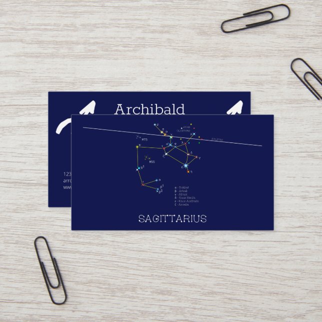 Zodiac Constellation Sagittarius Business Card (Front/Back In Situ)