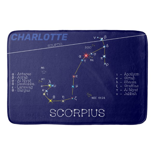 Zodiac Constellation Scorpius Bath Mat (Front)