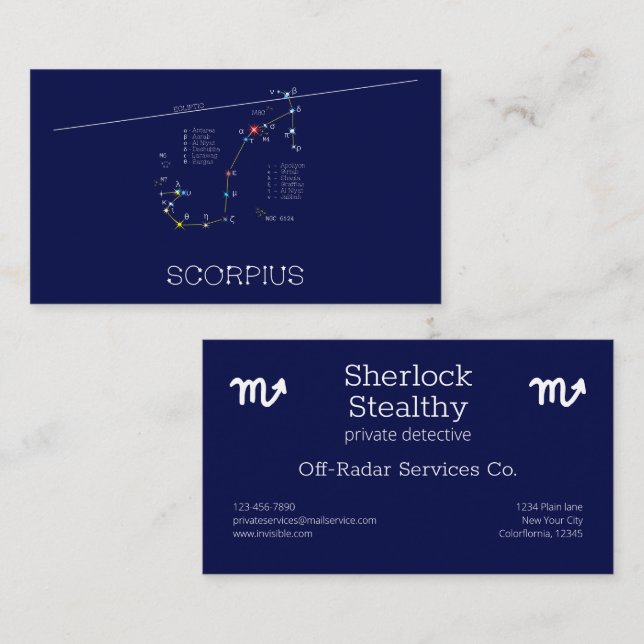 Zodiac Constellation Scorpius Business Card (Front/Back)