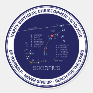 Zodiac Constellation Scorpius Classic Round Sticker