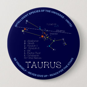Zodiac Constellation Taurus 10 Cm Round Badge