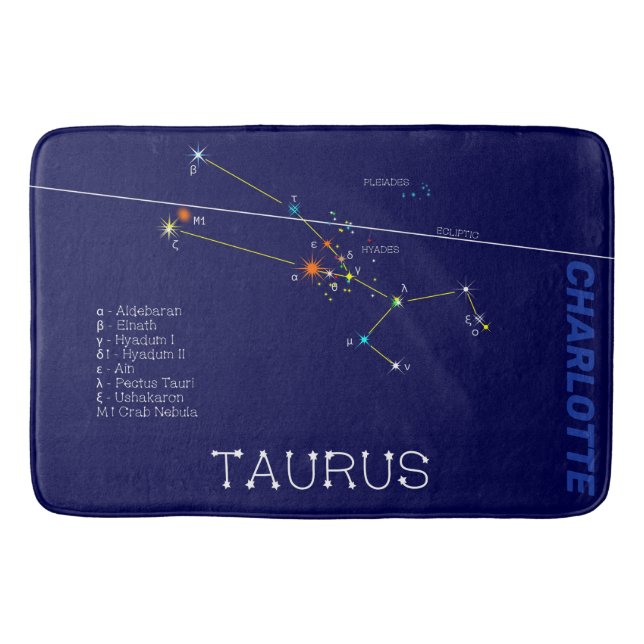 Zodiac Constellation Taurus Bath Mat (Front)