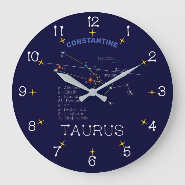 Zodiac Constellation Taurus Large Clock (Front)