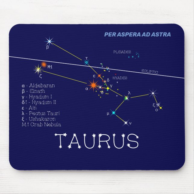 Zodiac Constellation Taurus Mouse Mat (Front)